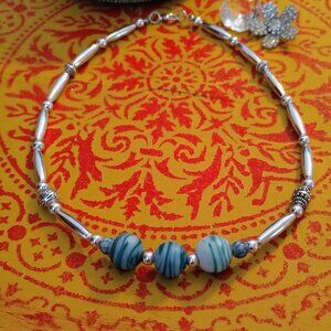 Blue Glass Swirl Choker
